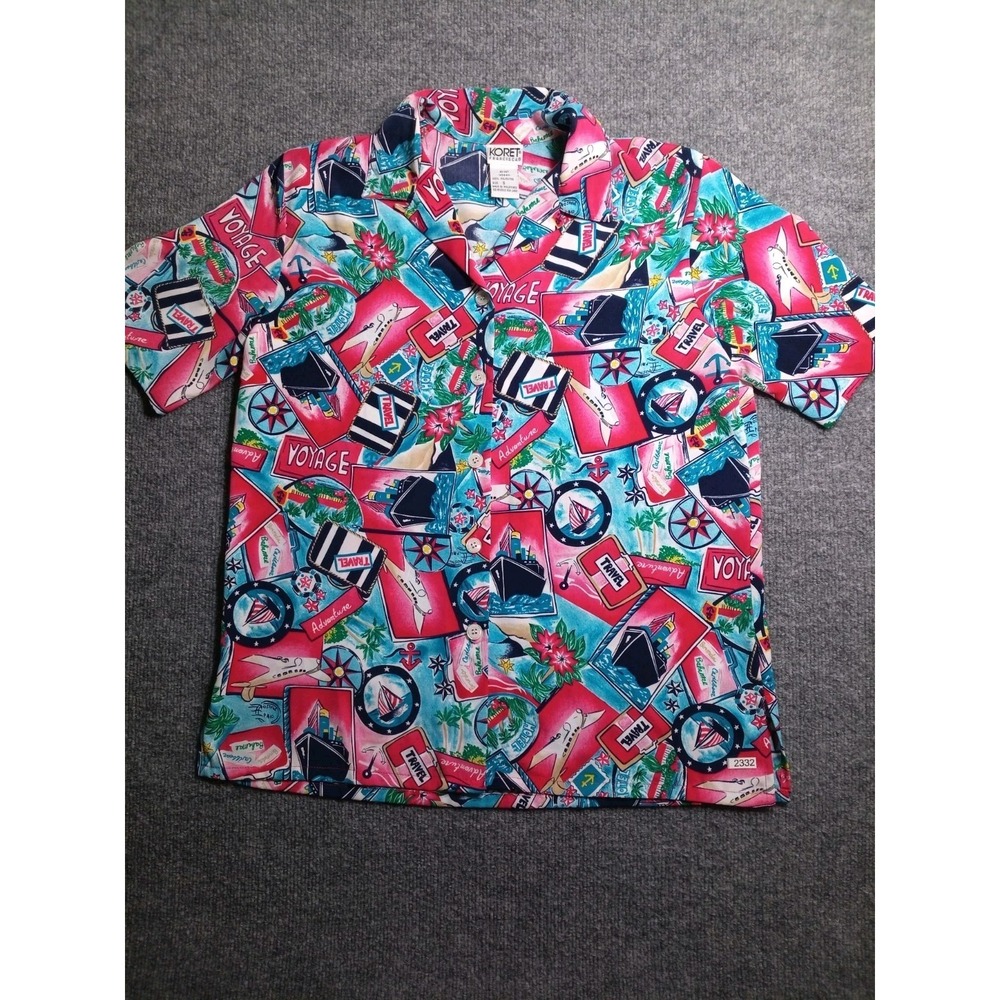 Koret Francisca Women's Small Travel Print Button Up Blouse Cruise Ships Vintage